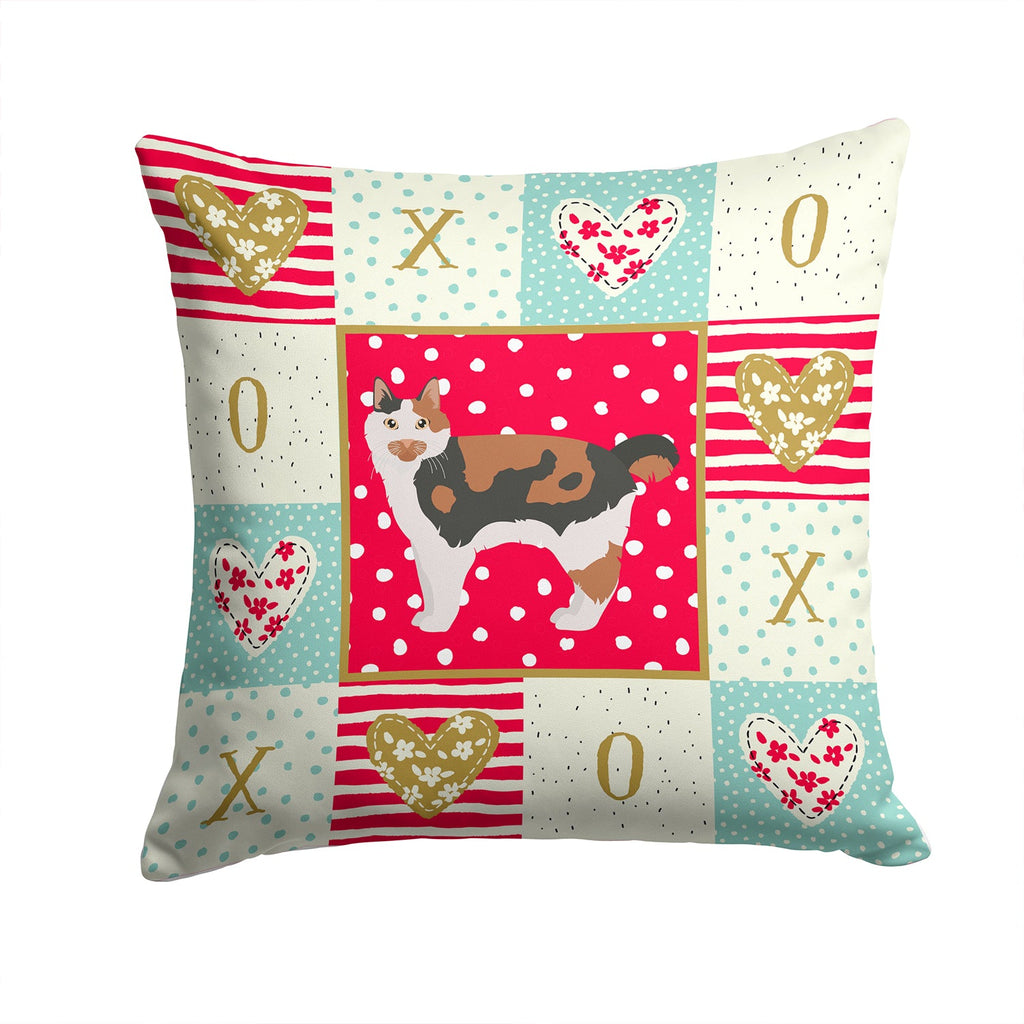 Cymric #2 Cat Love Decorative Throw Pillow 14x14 Indoor Outdoor Accent Cushion, Fabric Cover with Insert for Sofa, Bed, Porch & Living Room