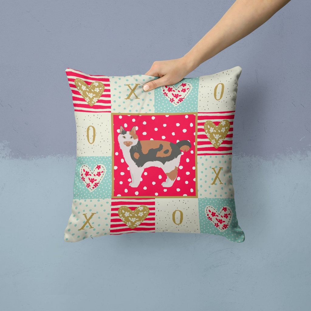 Cymric #2 Cat Love Decorative Throw Pillow 14x14 Indoor Outdoor Accent Cushion, Fabric Cover with Insert for Sofa, Bed, Porch & Living Room