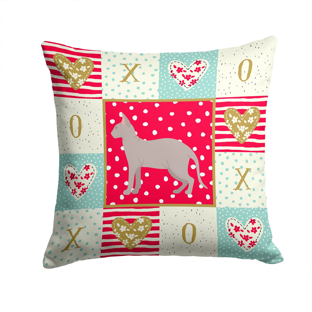 Don Sphynx Cat Love Decorative Throw Pillow 14x14 Indoor Outdoor Accent Cushion, Fabric Cover with Insert for Sofa, Bed, Porch & Living Room