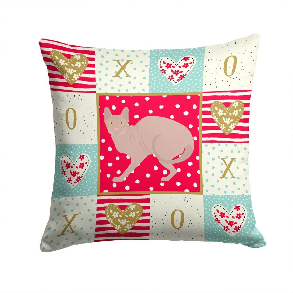 Don Sphynx #3 Cat Love Decorative Throw Pillow 14x14 Indoor Outdoor Accent Cushion, Fabric Cover with Insert for Sofa, Bed, Porch & Living Room