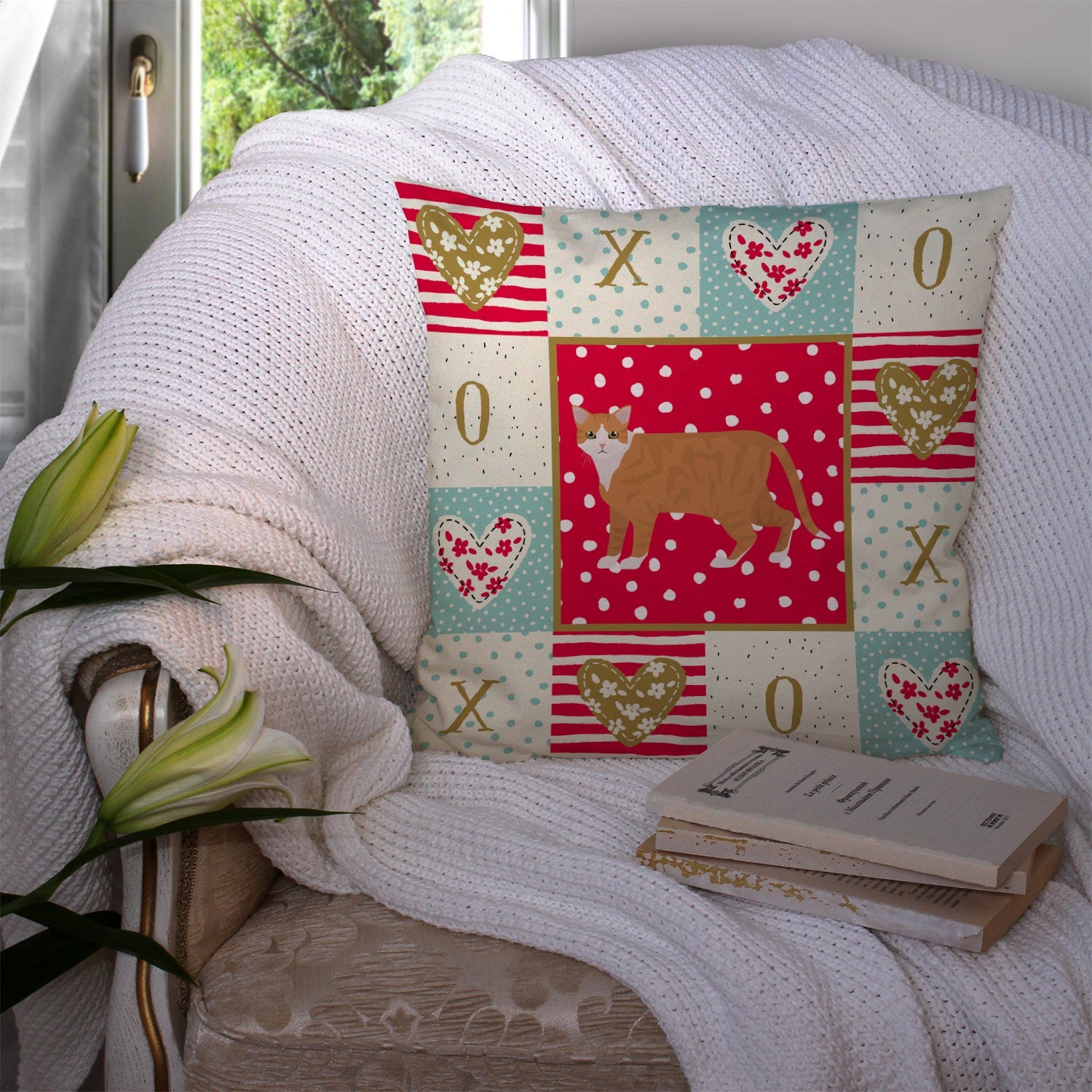 European Shorthair #1 Cat Love Decorative Throw Pillow 14x14 Indoor Outdoor Accent Cushion, Fabric Cover with Insert for Sofa, Bed, Porch & Living Room
