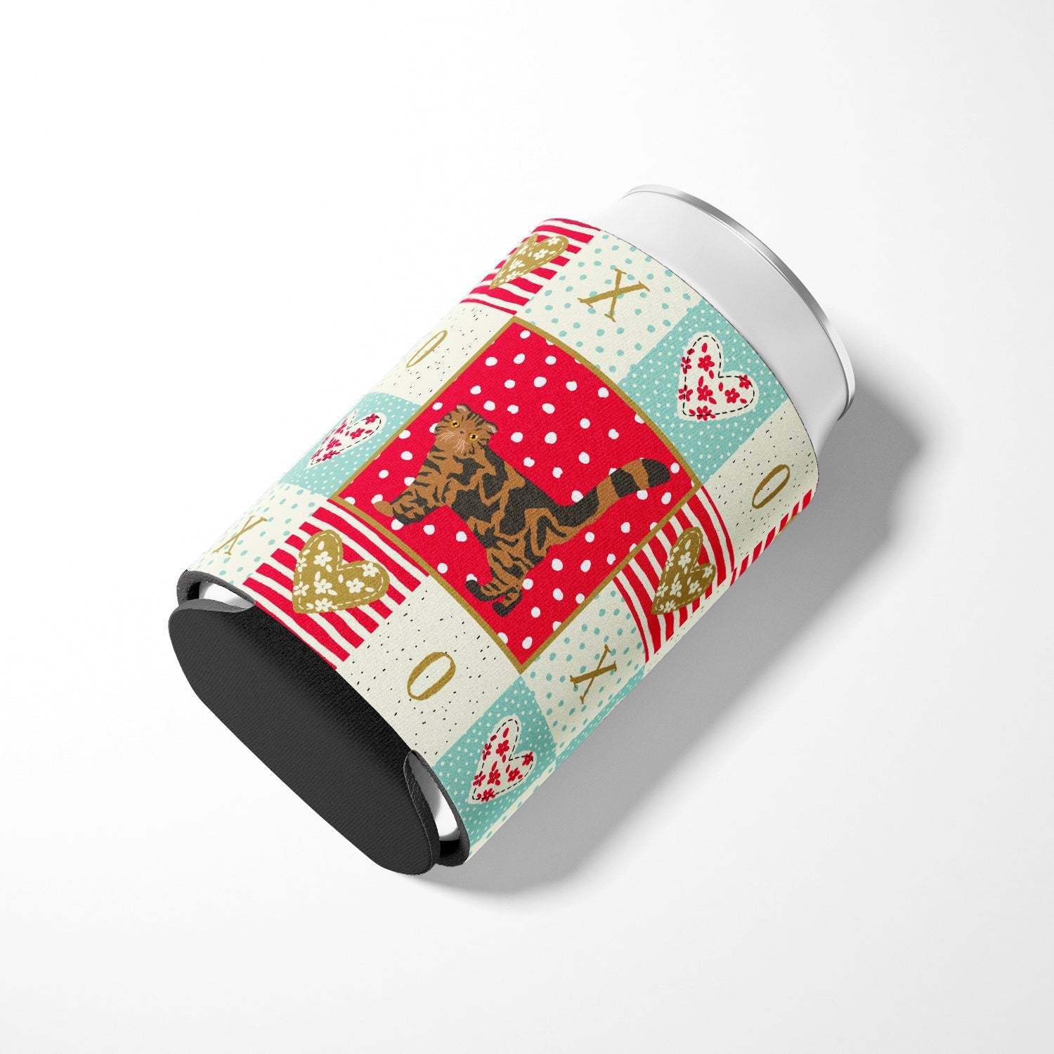 Foldex Exotic Fold #2 Cat Love Can or Bottle Hugger Cooler Sleeve for Standard 12 oz Cans, Insulated Foam Beer & Soda Can Hugger Reusable