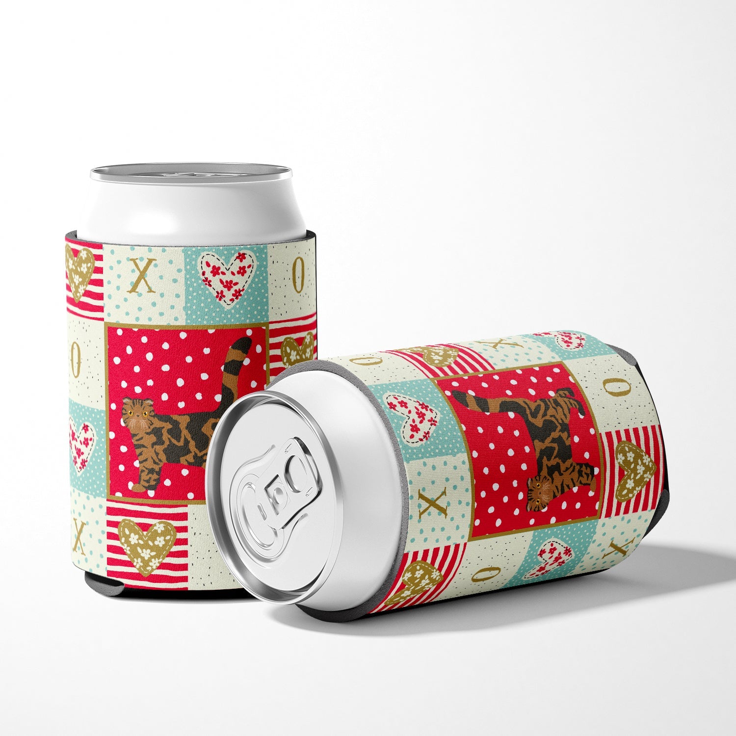 Foldex Exotic Fold #2 Cat Love Can or Bottle Hugger Cooler Sleeve for Standard 12 oz Cans, Insulated Foam Beer & Soda Can Hugger Reusable