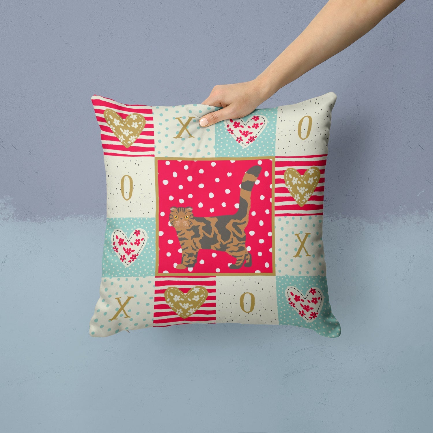 Foldex Exotic Fold #2 Cat Love Decorative Throw Pillow 14x14 Indoor Outdoor Accent Cushion, Fabric Cover with Insert for Sofa, Bed, Porch & Living Room