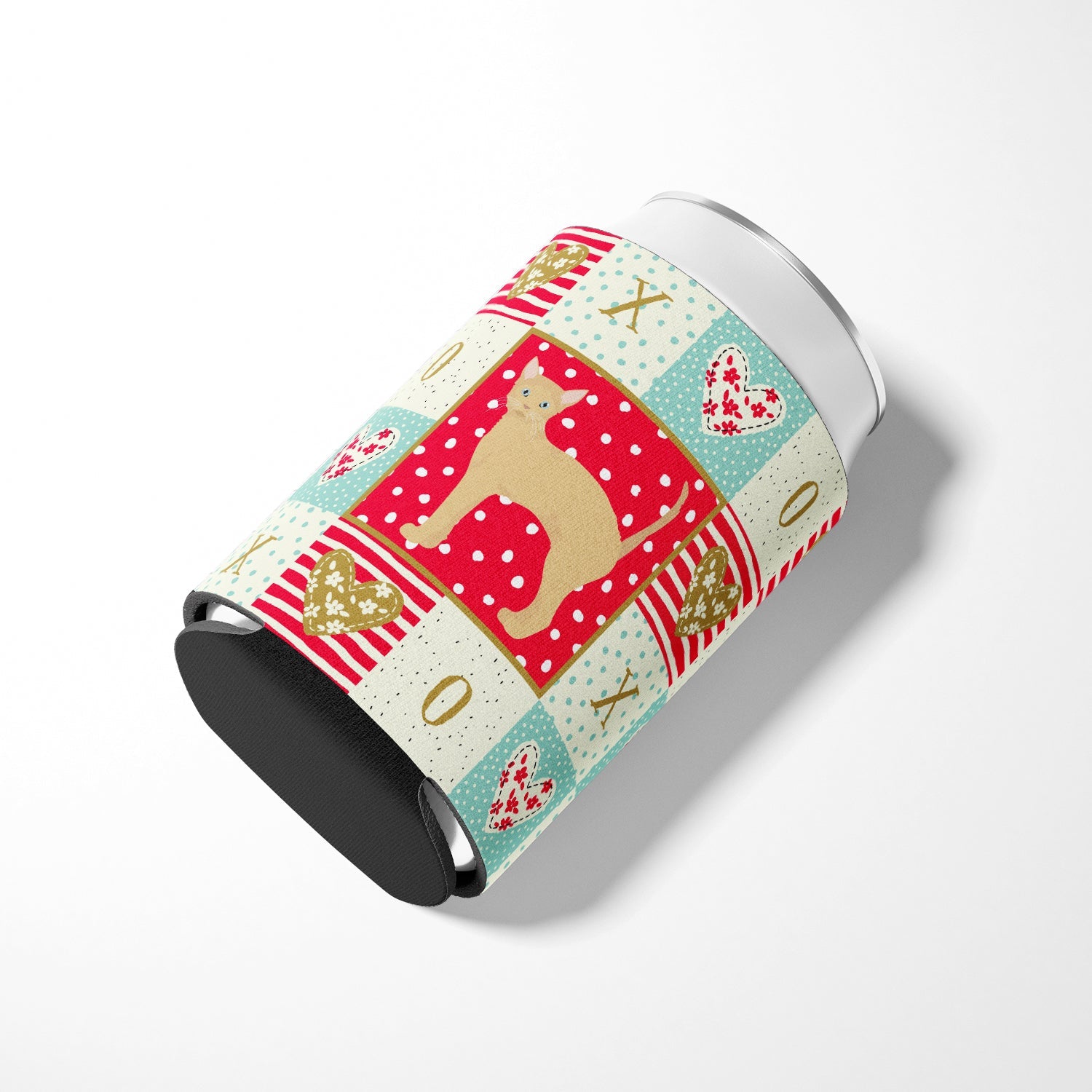 German Rex #2 Cat Love Can or Bottle Hugger Cooler Sleeve for Standard 12 oz Cans, Insulated Foam Beer & Soda Can Hugger Reusable