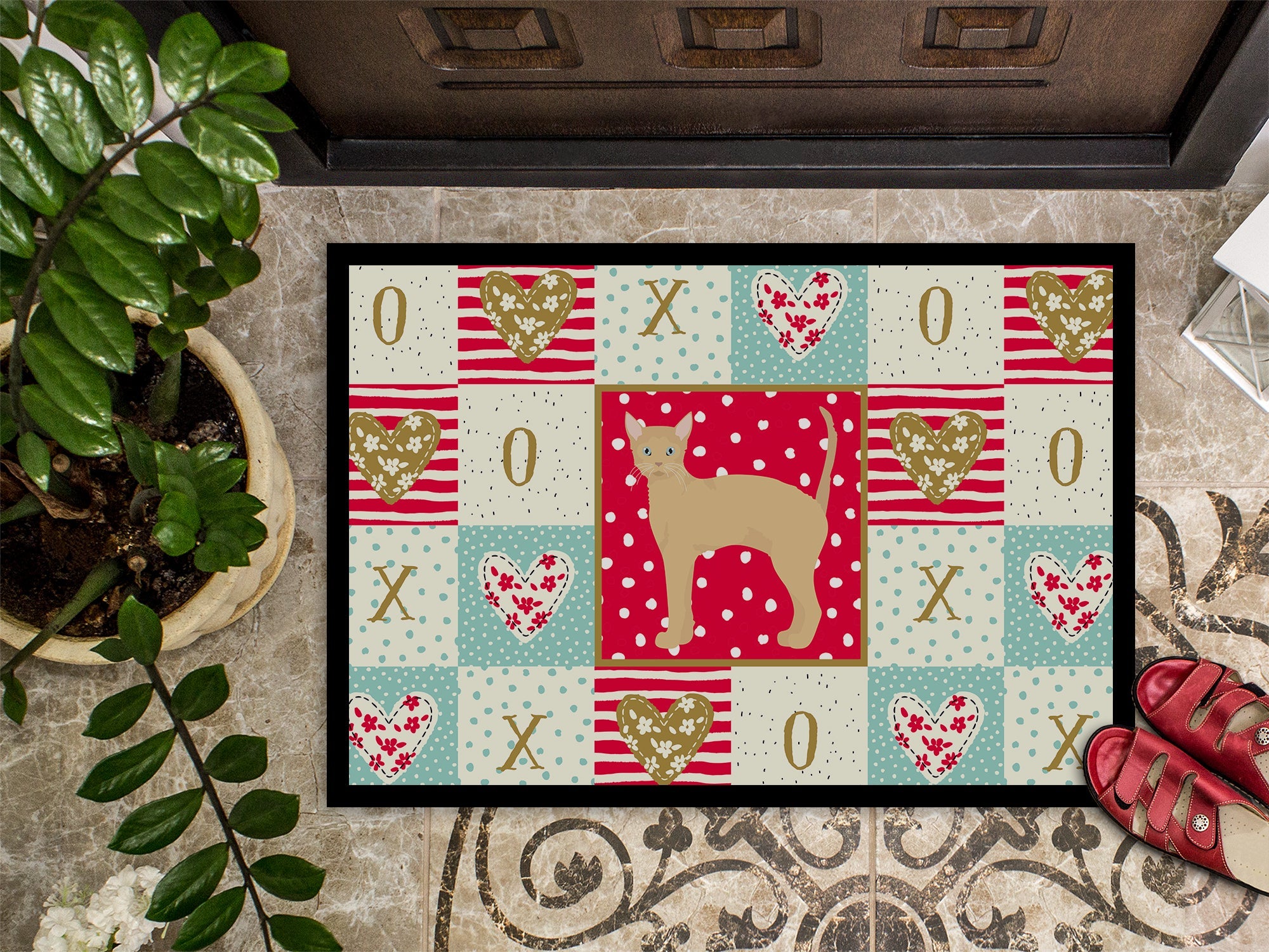 German Rex #2 Cat Love Doormat Indoor Outdoor 18H X 27W Front Door Mat Rugs for Entryway, Non Slip Washable