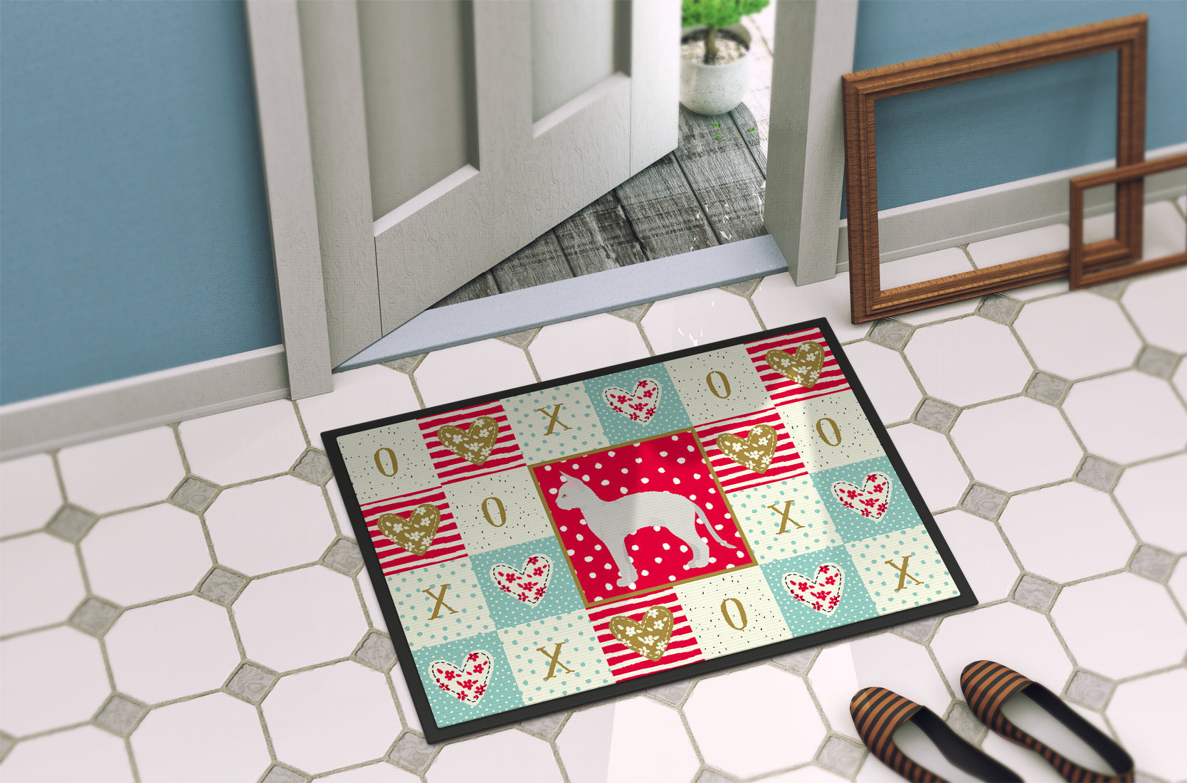 German Rex #3 Cat Love Doormat Indoor Outdoor 18H X 27W Front Door Mat Rugs for Entryway, Non Slip Washable