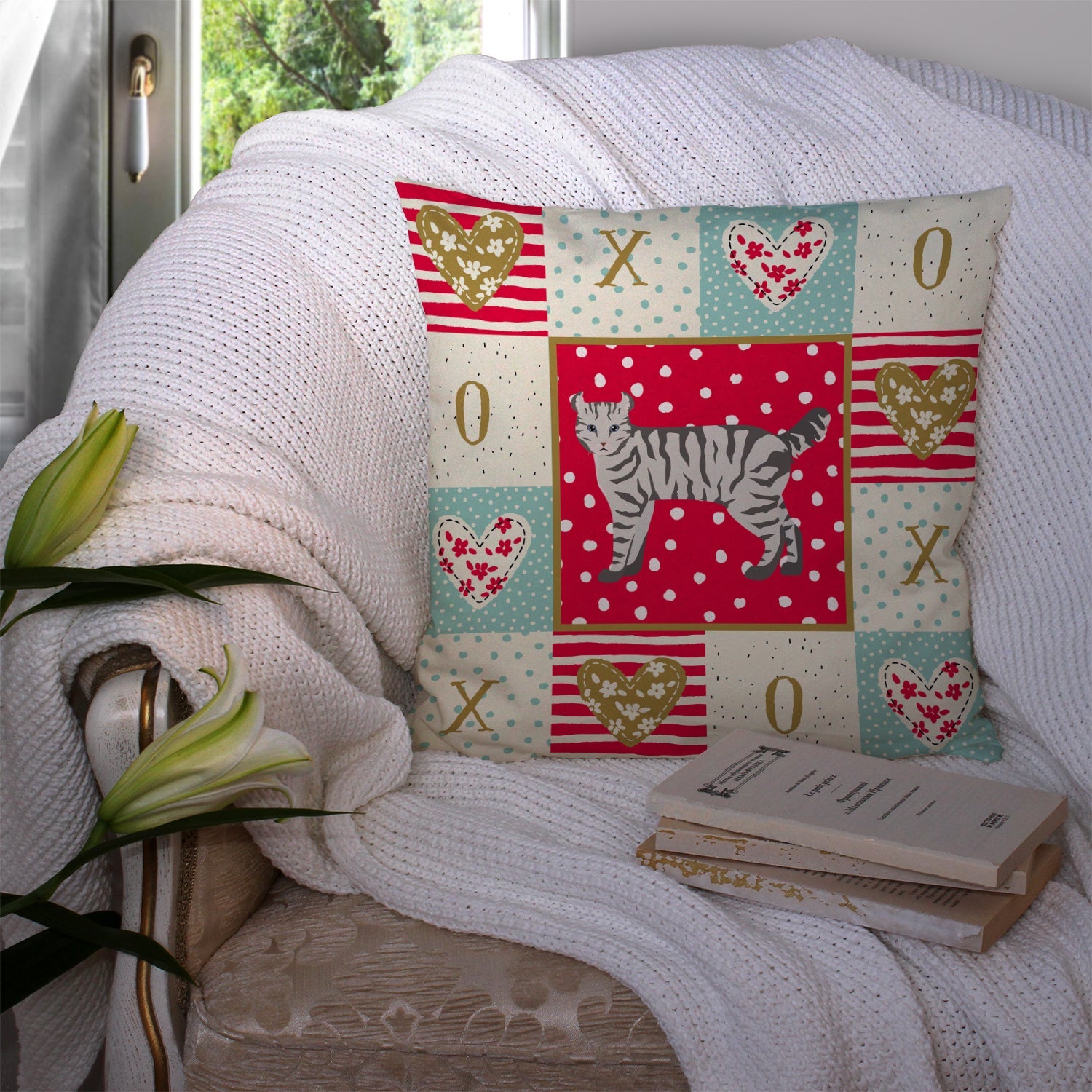 Highlander Lynx #2 Cat Love Decorative Throw Pillow 14x14 Indoor Outdoor Accent Cushion, Fabric Cover with Insert for Sofa, Bed, Porch & Living Room