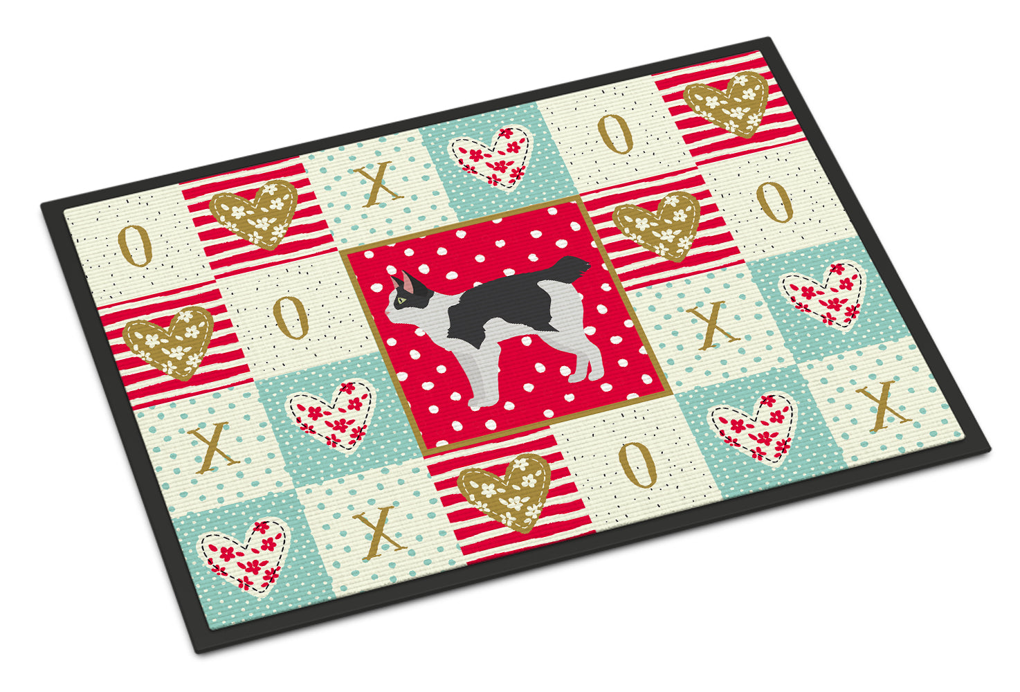 Japanese Bobtail Cat Love Doormat Indoor Outdoor 18H X 27W Front Door Mat Rugs for Entryway, Non Slip Washable