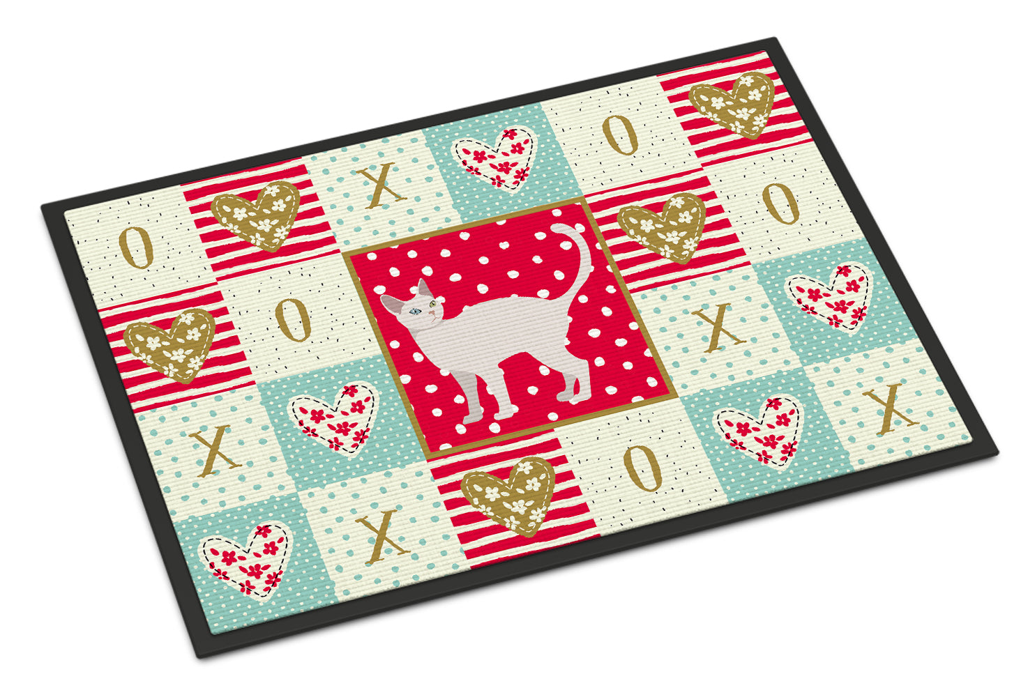 Khao Manee #2 Cat Love Doormat Indoor Outdoor 18H X 27W Front Door Mat Rugs for Entryway, Non Slip Washable