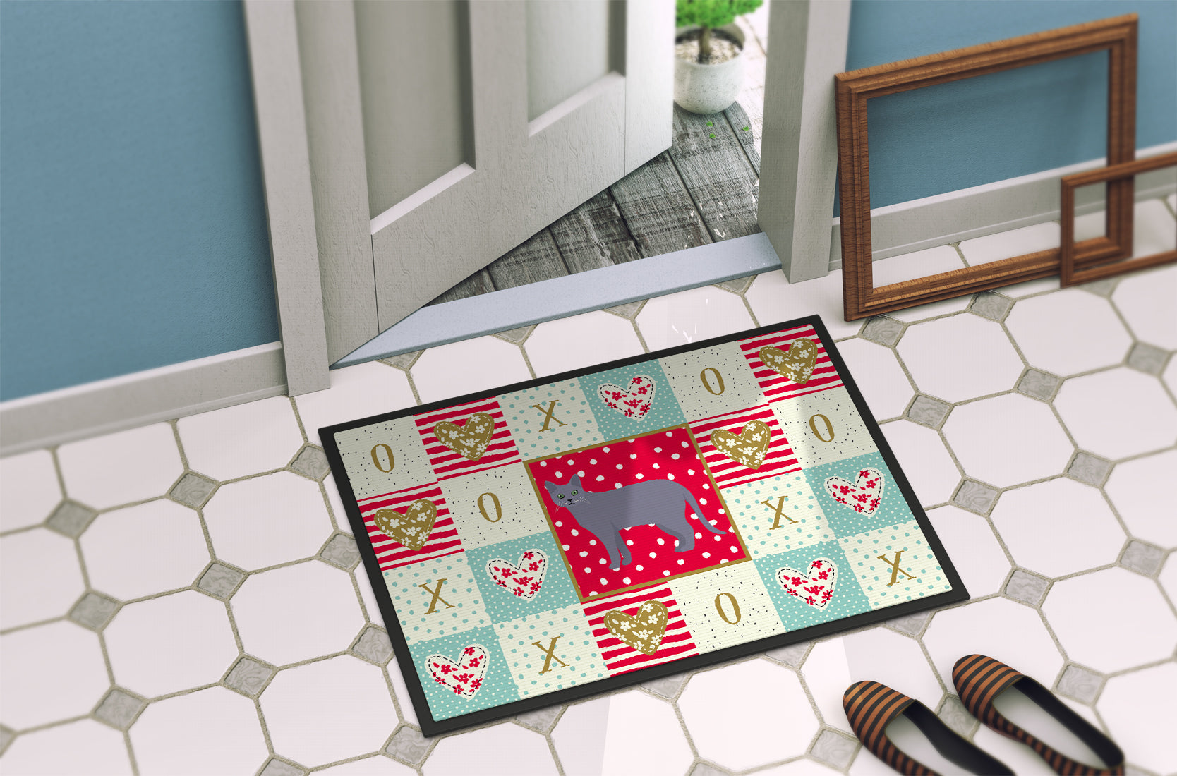 Korat #1 Cat Love Doormat Indoor Outdoor 24H X 36W Front Door Mat Rugs for Entryway, Non Slip Washable Low Pile,
