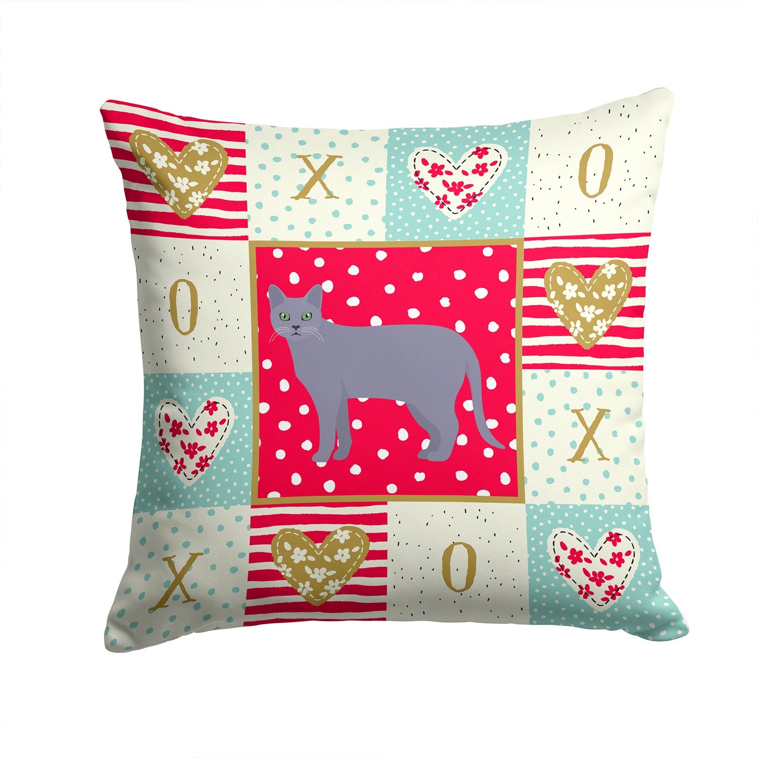 Korat #1 Cat Love Decorative Throw Pillow 14x14 Indoor Outdoor Accent Cushion, Fabric Cover with Insert for Sofa, Bed, Porch & Living Room