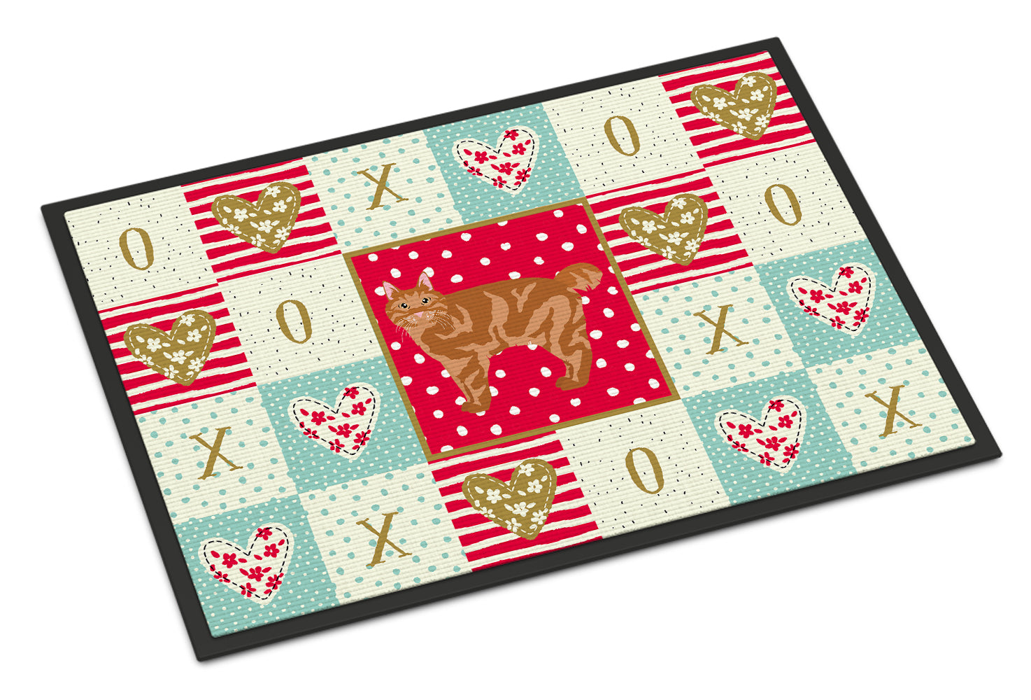 Kurilian Bobtail Cat Love Doormat Indoor Outdoor 18H X 27W Front Door Mat Rugs for Entryway, Non Slip Washable