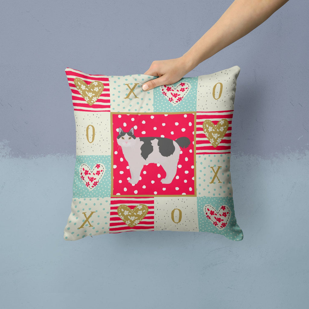 Kurilian Bobtail #2 Cat Love Decorative Throw Pillow 14x14 Indoor Outdoor Accent Cushion, Fabric Cover with Insert for Sofa, Bed, Porch & Living Room