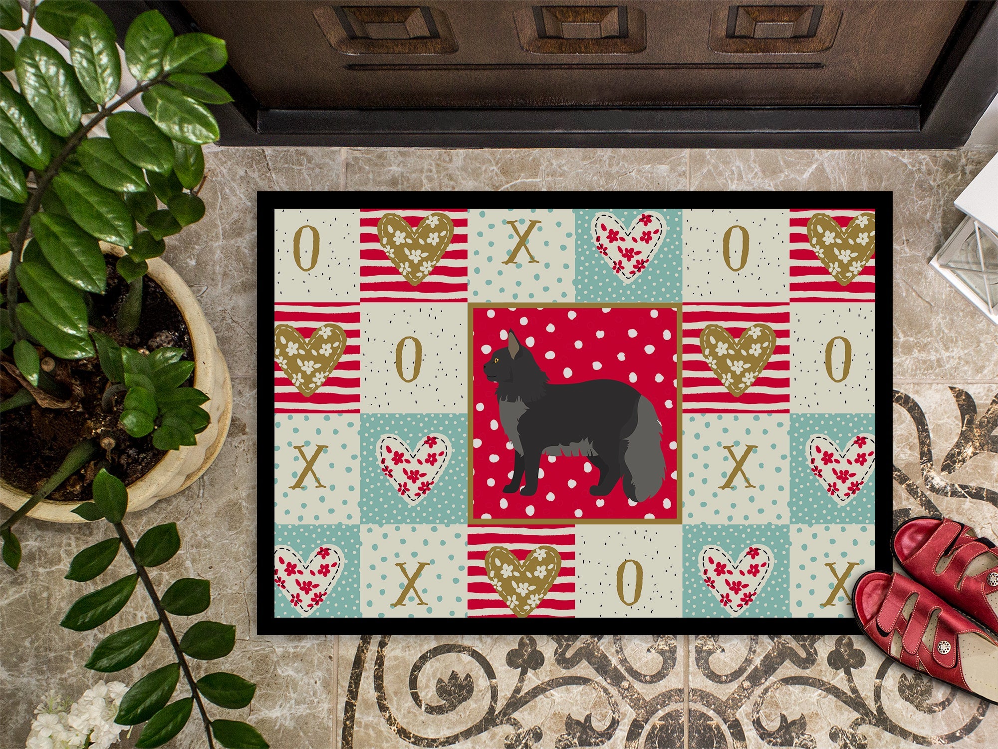 Maine Coon #2 Cat Love Doormat Indoor Outdoor 18H X 27W Front Door Mat Rugs for Entryway, Non Slip Washable