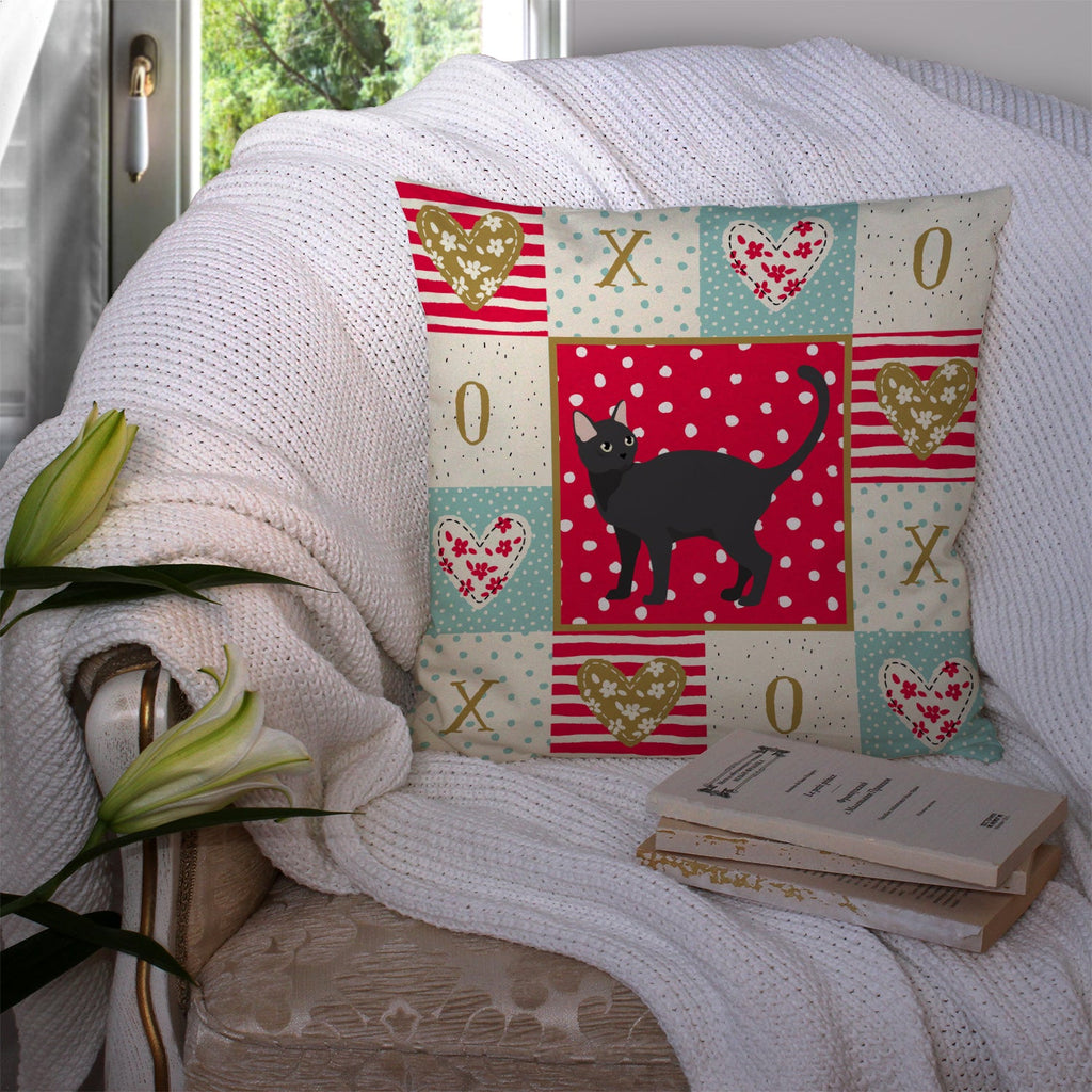 Malayan #2 Cat Love Decorative Throw Pillow 14x14 Indoor Outdoor Accent Cushion, Fabric Cover with Insert for Sofa, Bed, Porch & Living Room