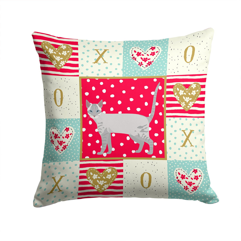 Ojos Azules Cat Love Decorative Throw Pillow 14x14 Indoor Outdoor Accent Cushion, Fabric Cover with Insert for Sofa, Bed, Porch & Living Room