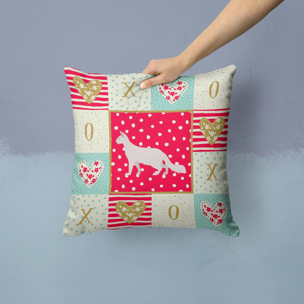 Oriental Longhair Cat Love Decorative Throw Pillow 14x14 Indoor Outdoor Accent Cushion, Fabric Cover with Insert for Sofa, Bed, Porch & Living Room