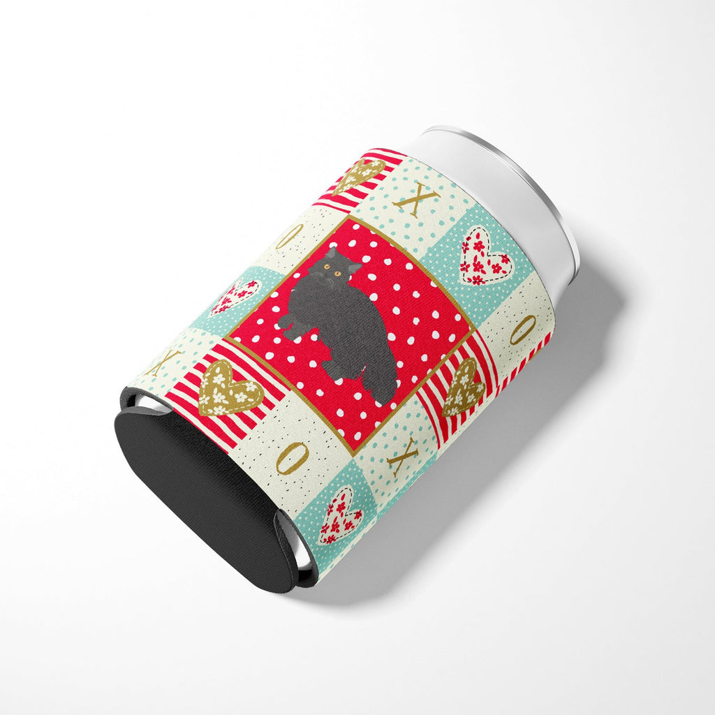 Black Persian Traditional Cat Love Can or Bottle Hugger Cooler Sleeve for Standard 12 oz Cans, Insulated Foam Beer & Soda Can Hugger Reusable