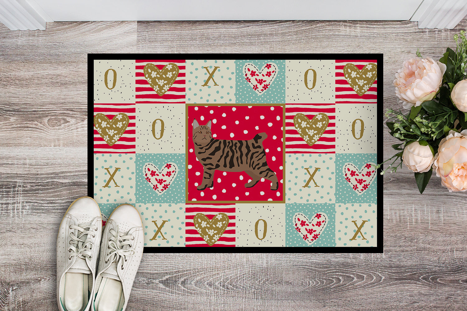 Pixie Bob #3 Cat Love Doormat Indoor Outdoor 18H X 27W Front Door Mat Rugs for Entryway, Non Slip Washable
