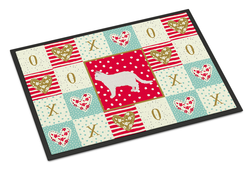 Poodle Cat #2 Cat Love Doormat Indoor Outdoor 18H X 27W Front Door Mat Rugs for Entryway, Non Slip Washable
