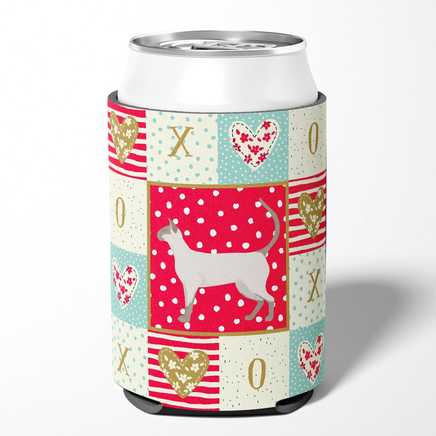 Siamese modern #1 Cat Love Can or Bottle Hugger Cooler Sleeve for Standard 12 oz Cans, Insulated Foam Beer & Soda Can Hugger Reusable