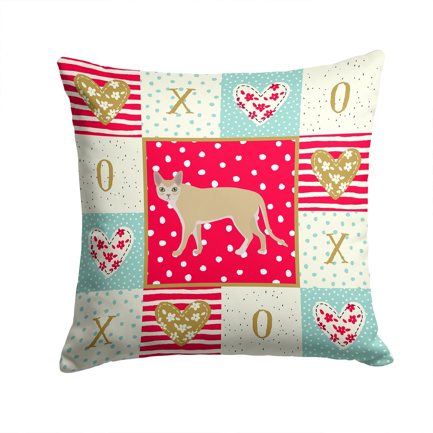 Singapura Cat Love Decorative Throw Pillow 14x14 Indoor Outdoor Accent Cushion, Fabric Cover with Insert for Sofa, Bed, Porch & Living Room