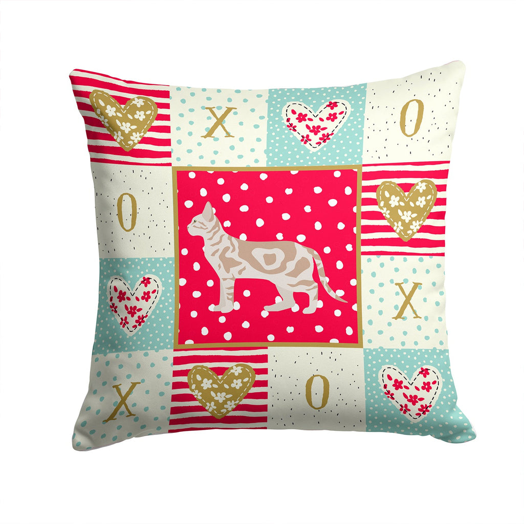 Sokoke #2 Cat Love Decorative Throw Pillow 14x14 Indoor Outdoor Accent Cushion, Fabric Cover with Insert for Sofa, Bed, Porch & Living Room