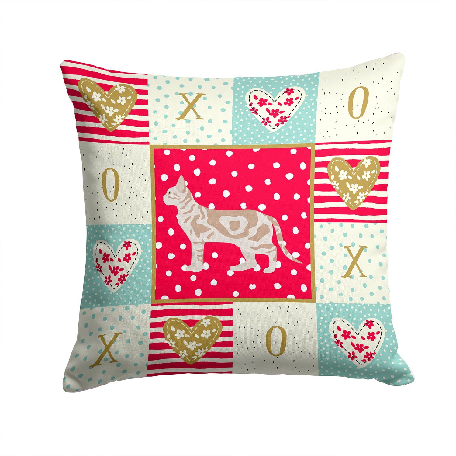 Sokoke #2 Cat Love Decorative Throw Pillow 14x14 Indoor Outdoor Accent Cushion, Fabric Cover with Insert for Sofa, Bed, Porch & Living Room