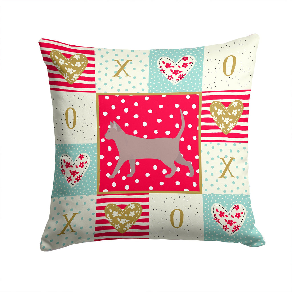 Thai Lilac #2 Cat Love Decorative Throw Pillow 14x14 Indoor Outdoor Accent Cushion, Fabric Cover with Insert for Sofa, Bed, Porch & Living Room