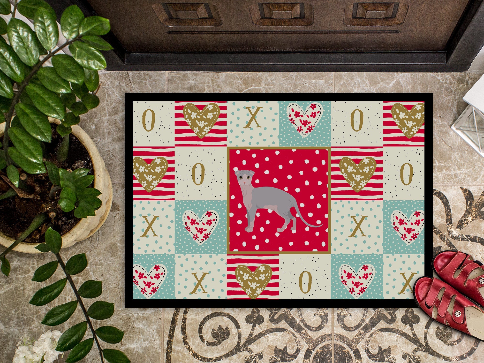 Ukrainian Levkoy Cat Love Doormat Indoor Outdoor 24H X 36W Front Door Mat Rugs for Entryway, Non Slip Washable Low Pile,