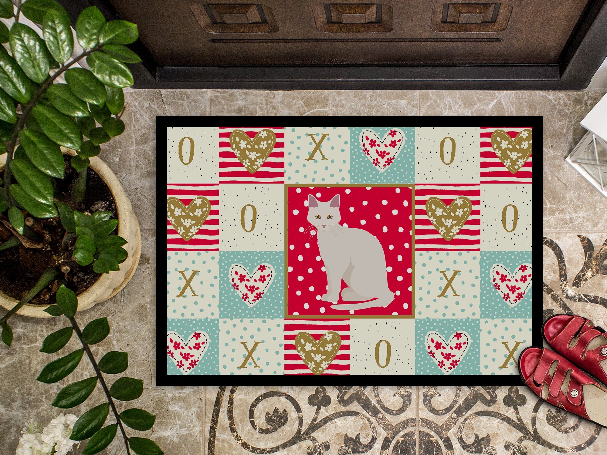 Aphrodite Giant Cat Love Doormat Indoor Outdoor 24H X 36W Front Door Mat Rugs for Entryway, Non Slip Washable Low Pile,
