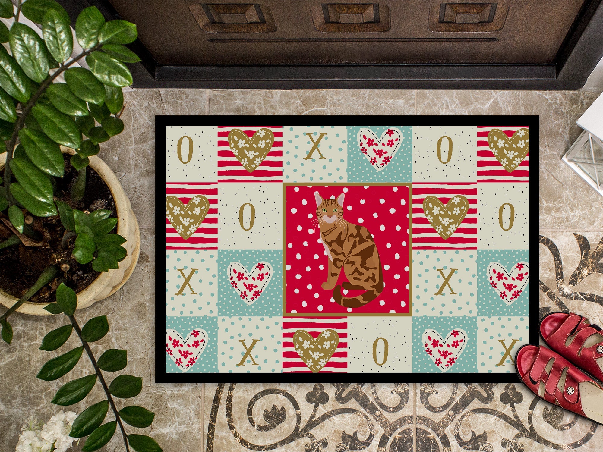 Bengal Cat Love Doormat Indoor Outdoor 18H X 27W Front Door Mat Rugs for Entryway, Non Slip Washable