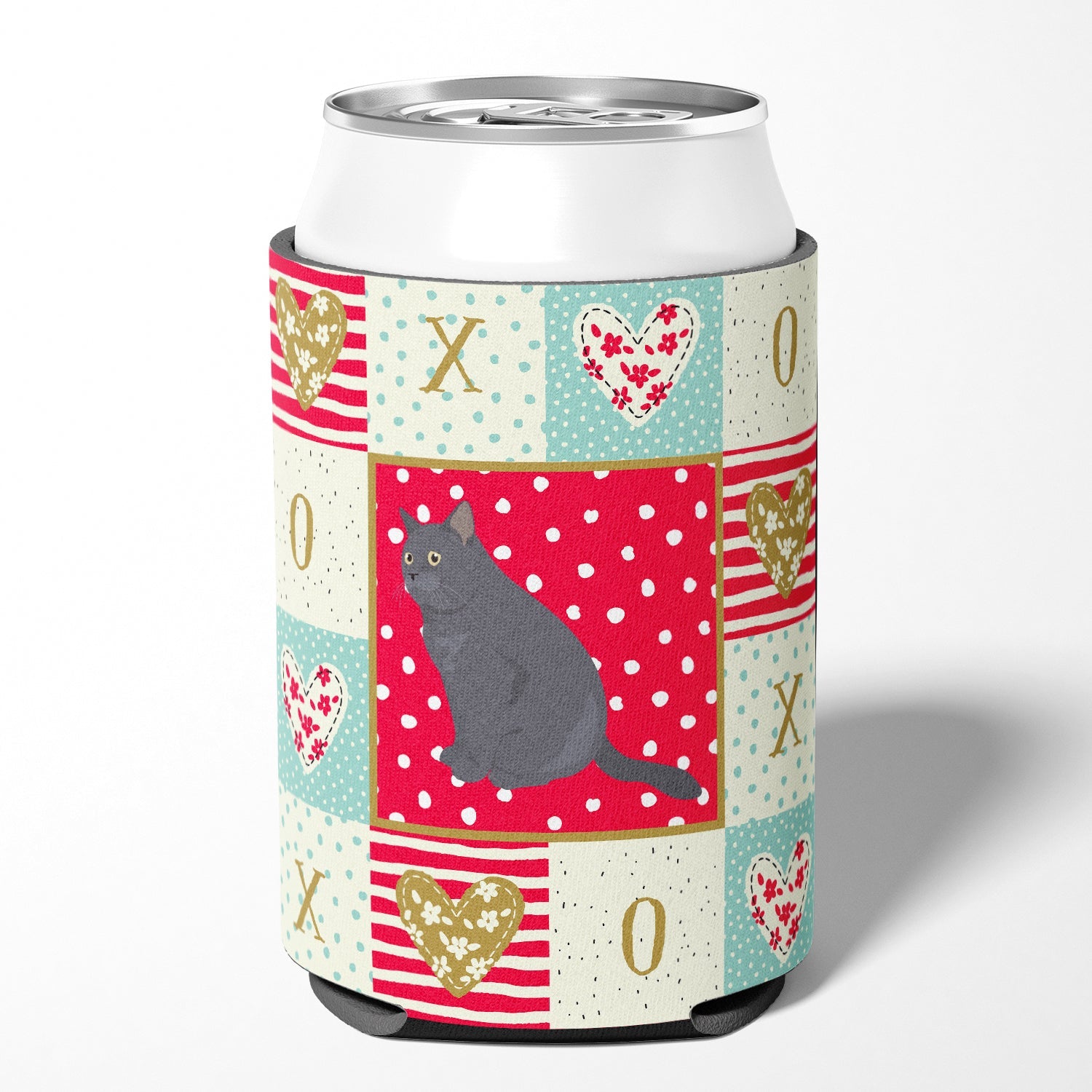 British Shorthair Cat Love Can or Bottle Hugger Cooler Sleeve for Standard 12 oz Cans, Insulated Foam Beer & Soda Can Hugger Reusable
