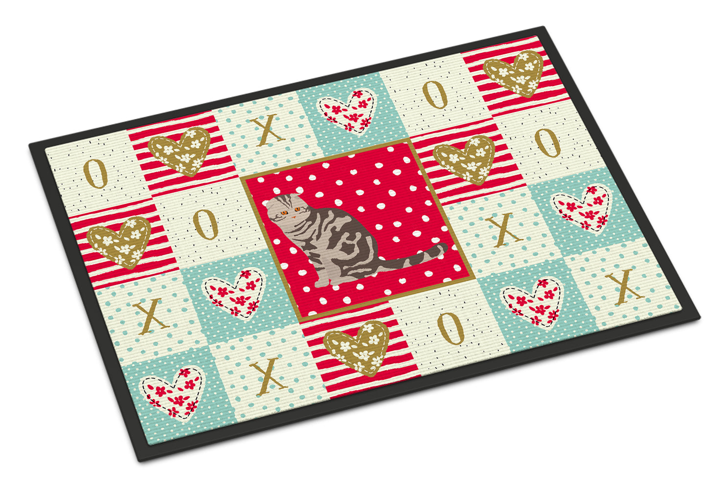Foldex Exotic Fold Cat Love Doormat Indoor Outdoor 24H X 36W Front Door Mat Rugs for Entryway, Non Slip Washable Low Pile,