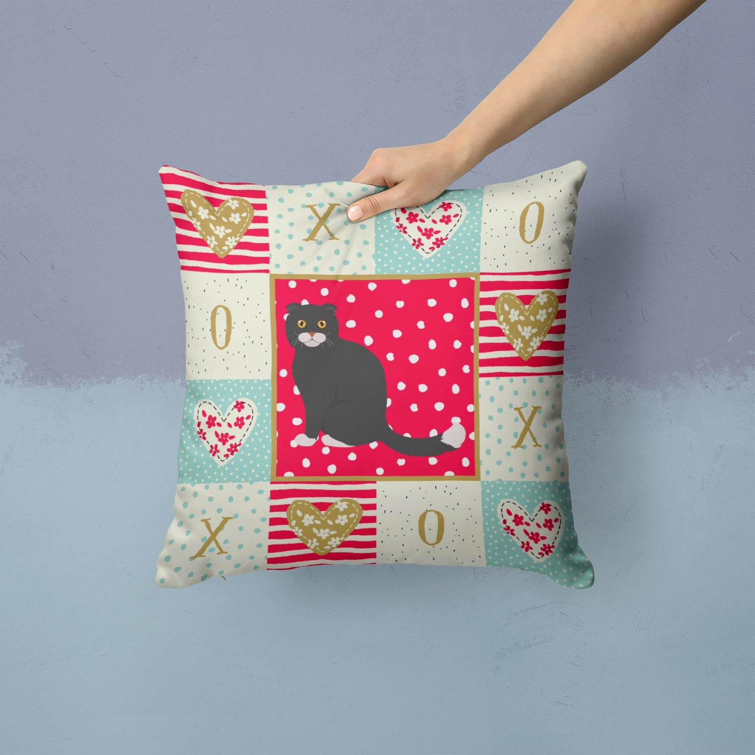 Foldex Exotic Fold #2 Cat Love Decorative Throw Pillow 14x14 Indoor Outdoor Accent Cushion, Fabric Cover with Insert for Sofa, Bed, Porch & Living Room