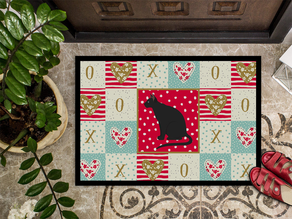 Ojos Azules Cat Love Doormat Indoor Outdoor 24H X 36W Front Door Mat Rugs for Entryway, Non Slip Washable Low Pile,