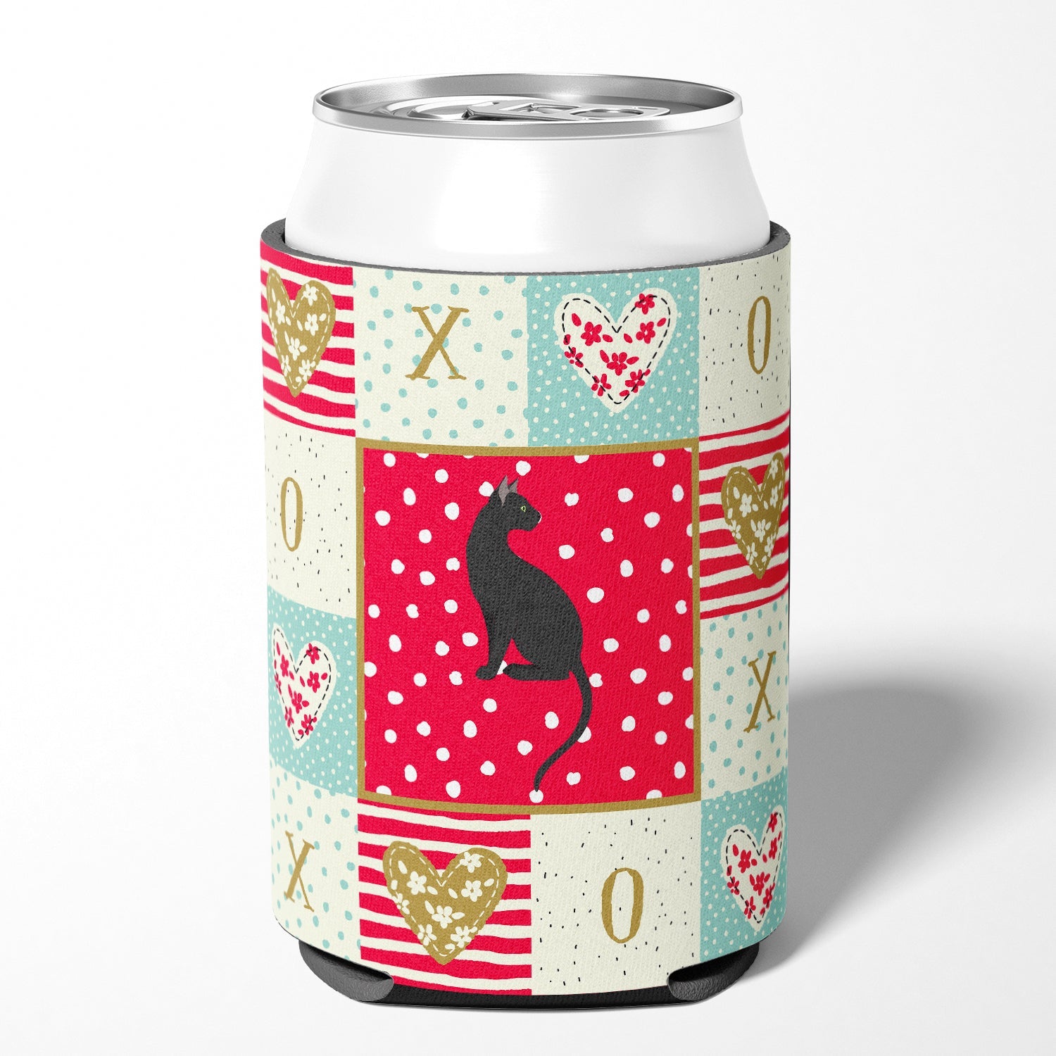 Pantherette Cat Love Can or Bottle Hugger Cooler Sleeve for Standard 12 oz Cans, Insulated Foam Beer & Soda Can Hugger Reusable