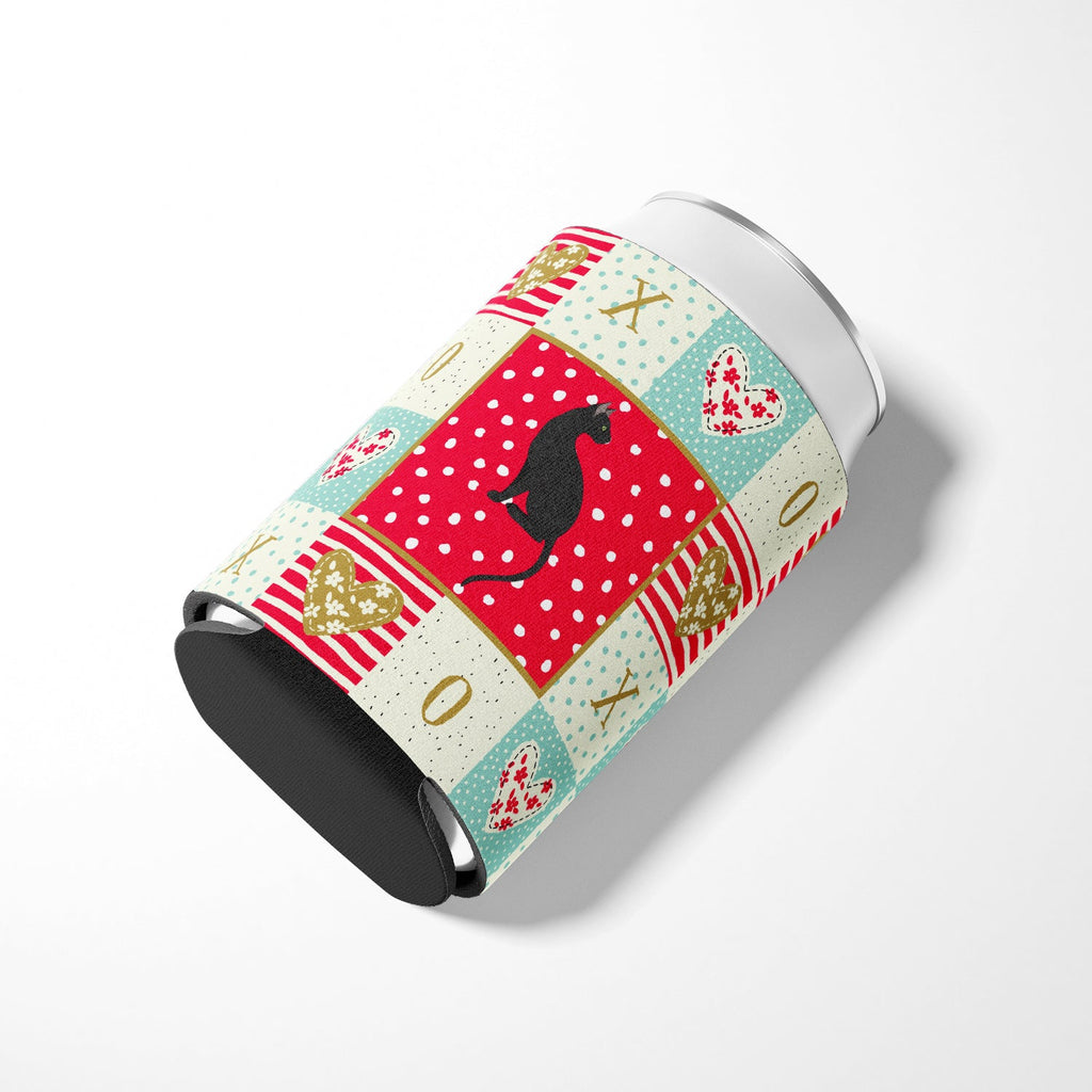 Pantherette Cat Love Can or Bottle Hugger Cooler Sleeve for Standard 12 oz Cans, Insulated Foam Beer & Soda Can Hugger Reusable