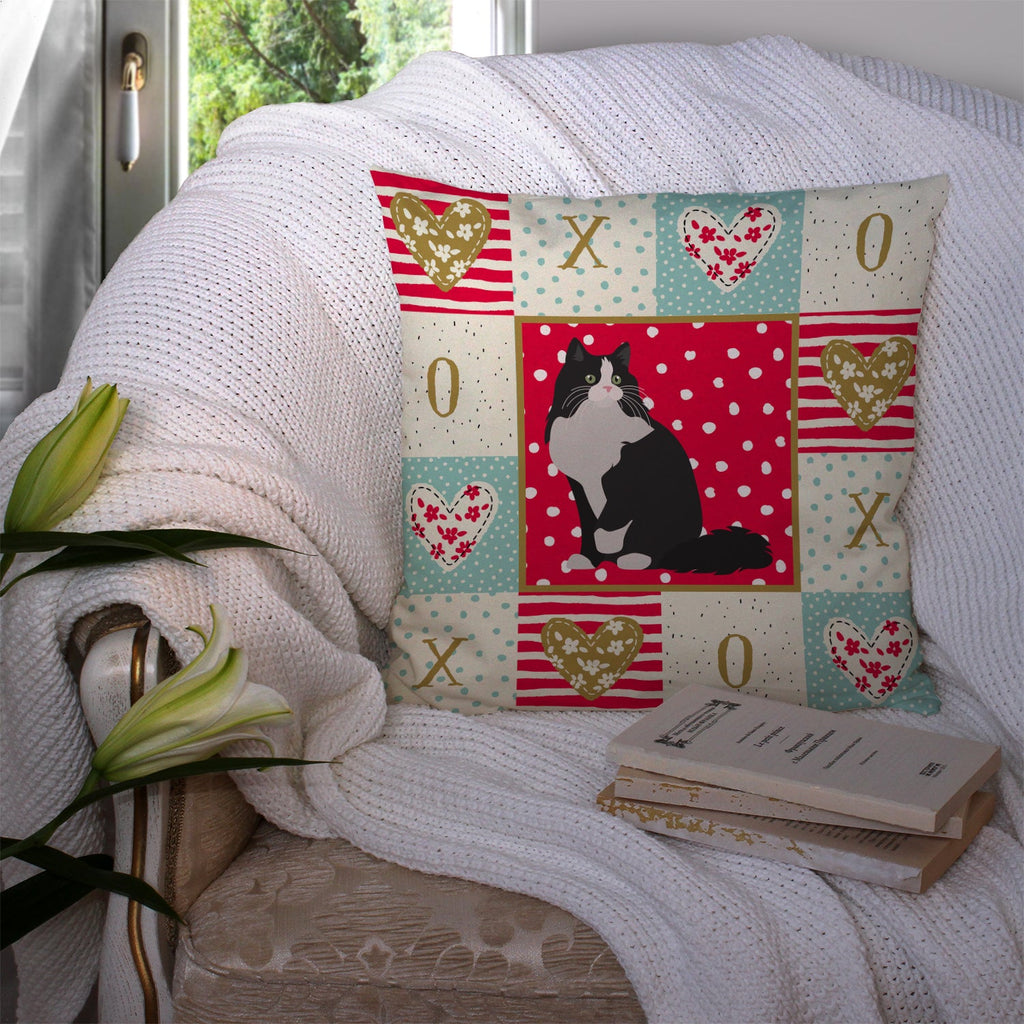 Ragamuffin Cat Love Decorative Throw Pillow 14x14 Indoor Outdoor Accent Cushion, Fabric Cover with Insert for Sofa, Bed, Porch & Living Room