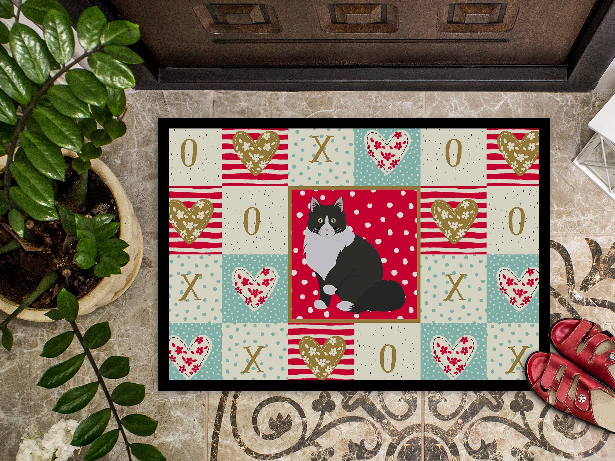 Siberian Forest Cat Love Doormat Indoor Outdoor 18H X 27W Front Door Mat Rugs for Entryway, Non Slip Washable