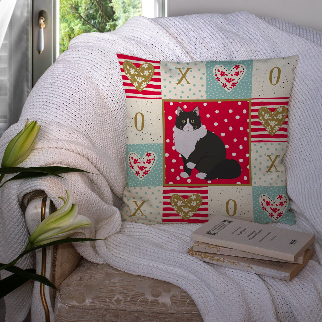 Siberian Forest Cat Love Decorative Throw Pillow 14x14 Indoor Outdoor Accent Cushion, Fabric Cover with Insert for Sofa, Bed, Porch & Living Room