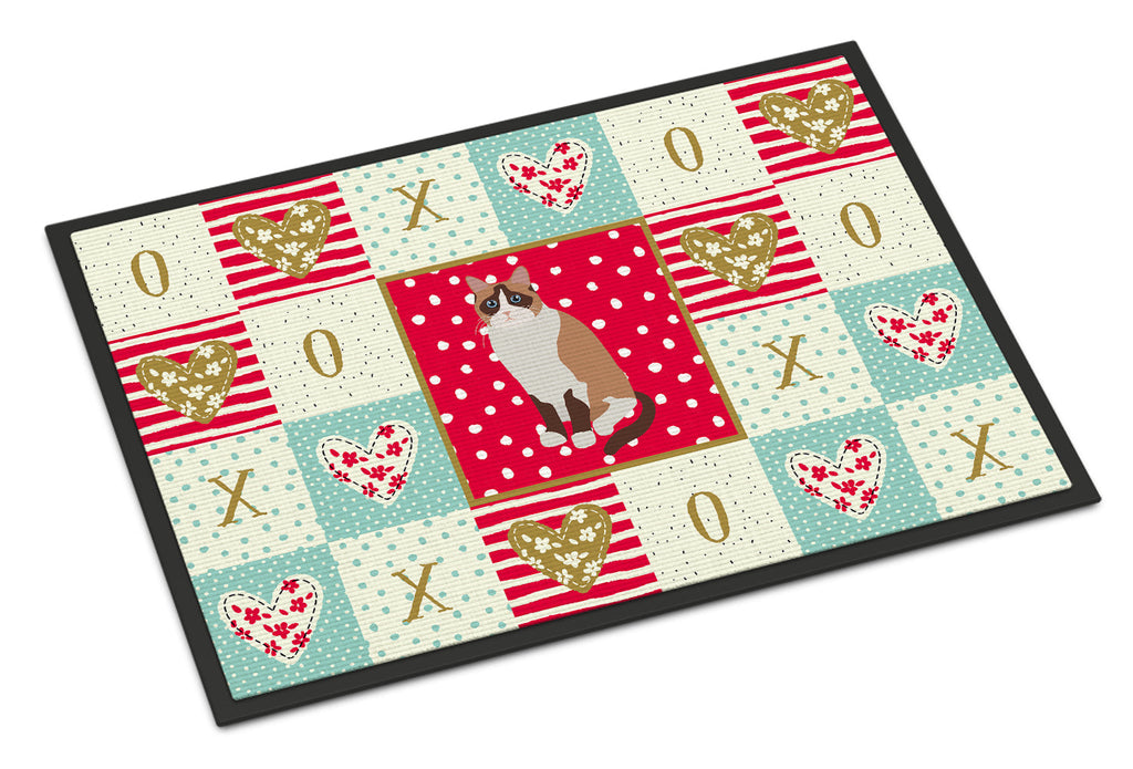 Snowshoe Cat Love Doormat Indoor Outdoor 18H X 27W Front Door Mat Rugs for Entryway, Non Slip Washable
