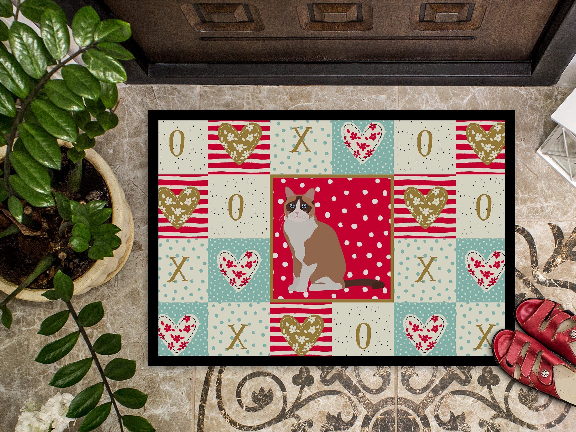 Snowshoe #2 Cat Love Doormat Indoor Outdoor 18H X 27W Front Door Mat Rugs for Entryway, Non Slip Washable