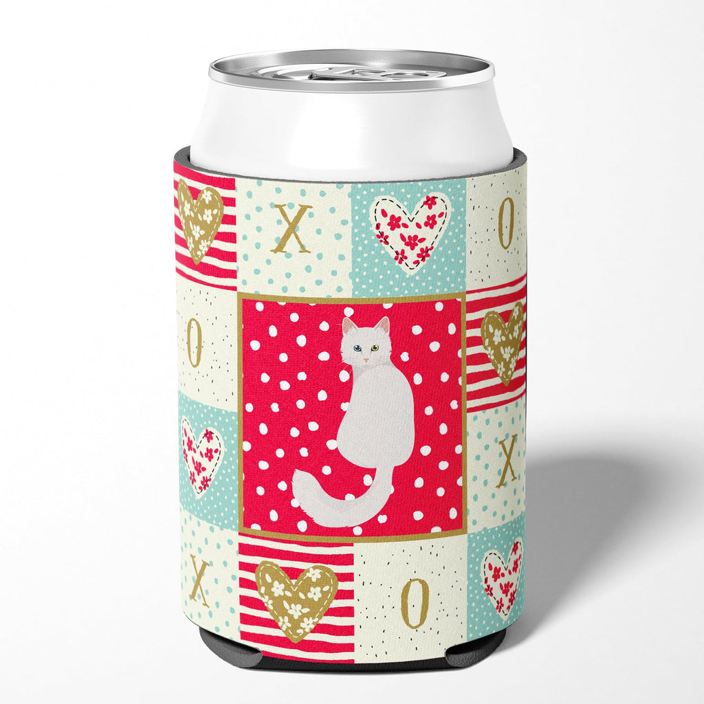Turkish Angora Cat Love Can or Bottle Hugger Cooler Sleeve for Standard 12 oz Cans, Insulated Foam Beer & Soda Can Hugger Reusable