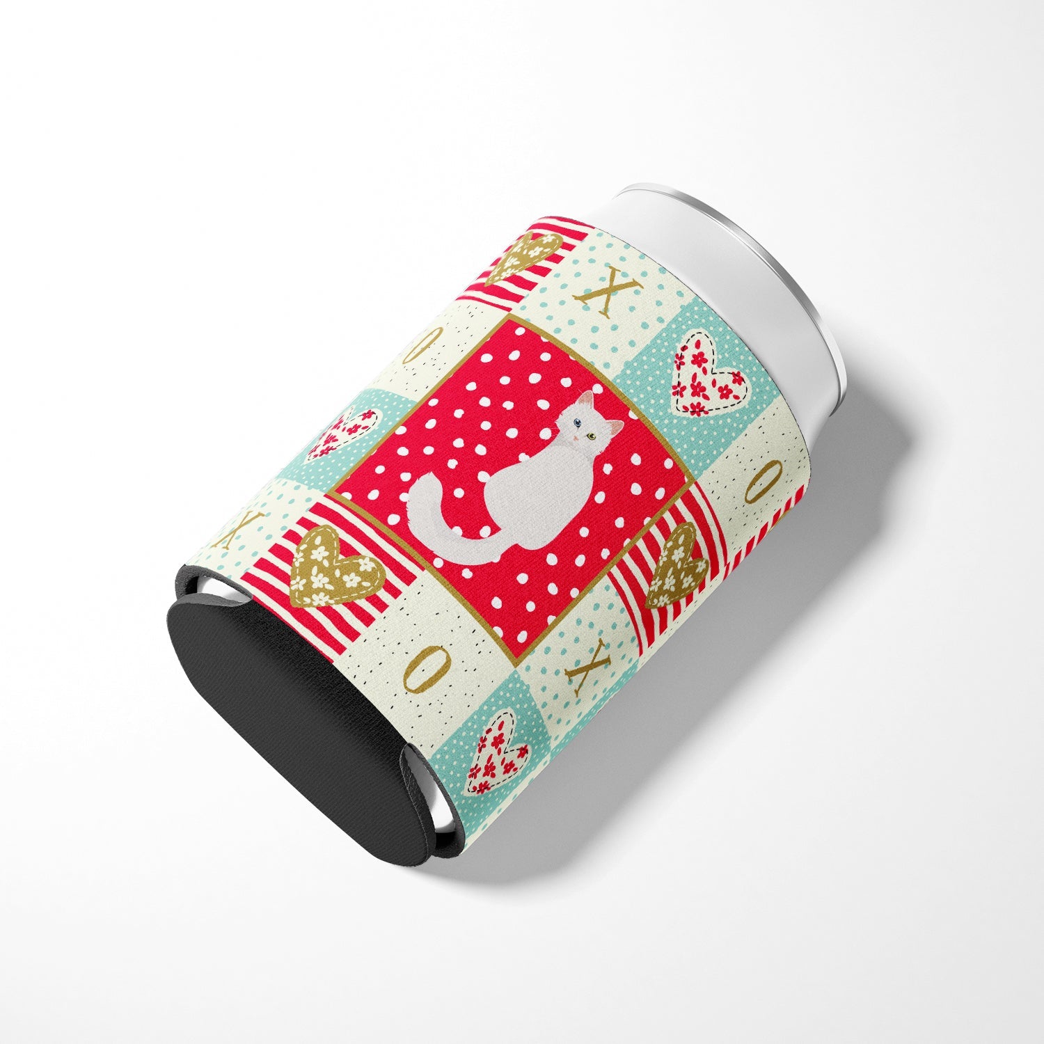 Turkish Angora Cat Love Can or Bottle Hugger Cooler Sleeve for Standard 12 oz Cans, Insulated Foam Beer & Soda Can Hugger Reusable