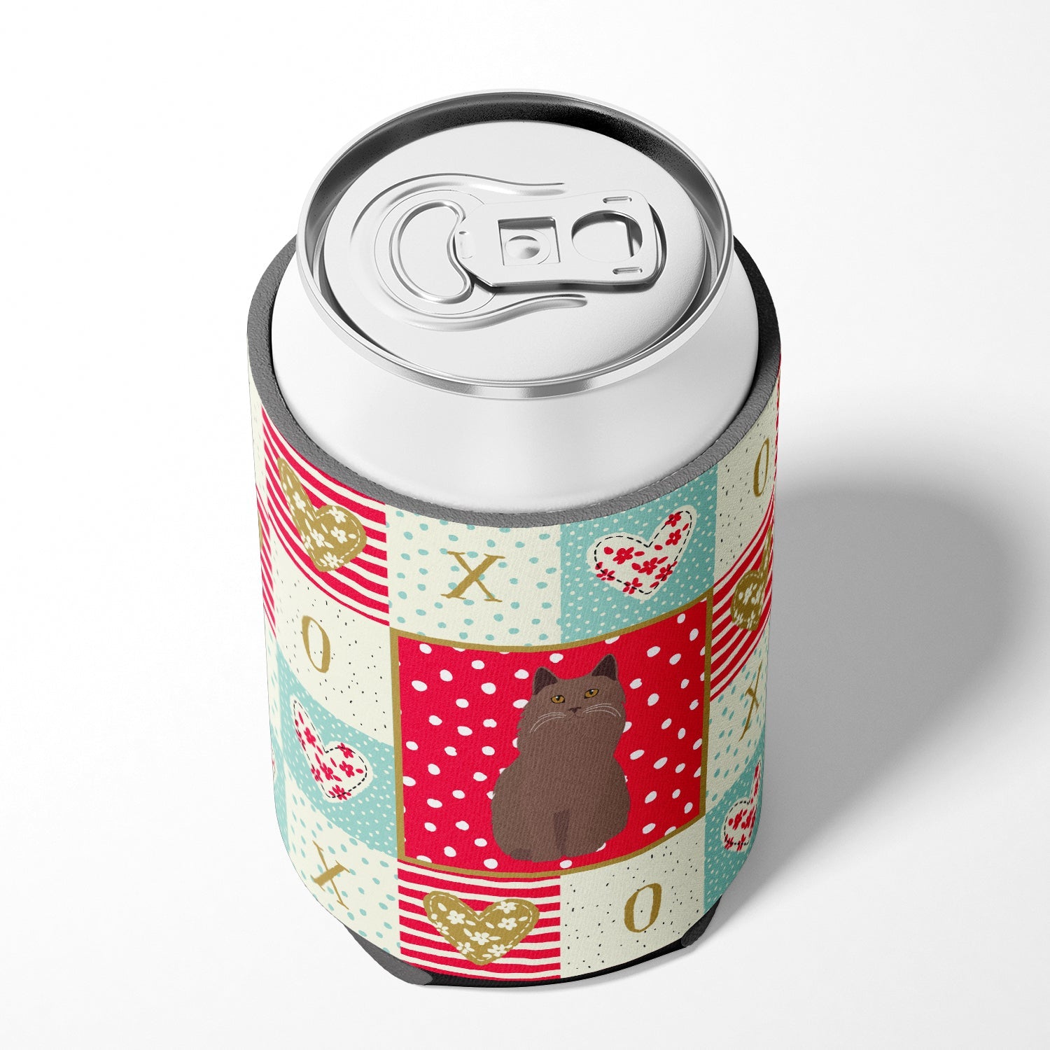 York Chocolate Cat Love Can or Bottle Hugger Cooler Sleeve for Standard 12 oz Cans, Insulated Foam Beer & Soda Can Hugger Reusable