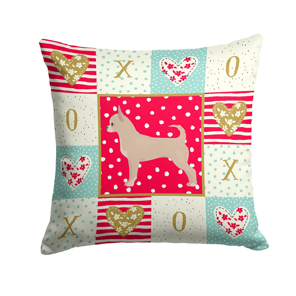 Chihuahua Love Decorative Throw Pillow 14x14 Indoor Outdoor Accent Cushion, Fabric Cover with Insert for Sofa, Bed, Porch & Living Room