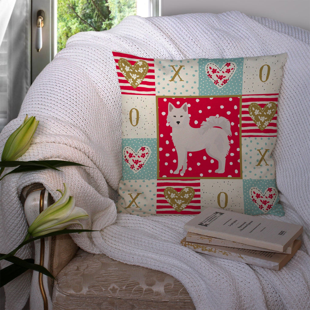 Danish Spitz Love Decorative Throw Pillow 14x14 Indoor Outdoor Accent Cushion, Fabric Cover with Insert for Sofa, Bed, Porch & Living Room