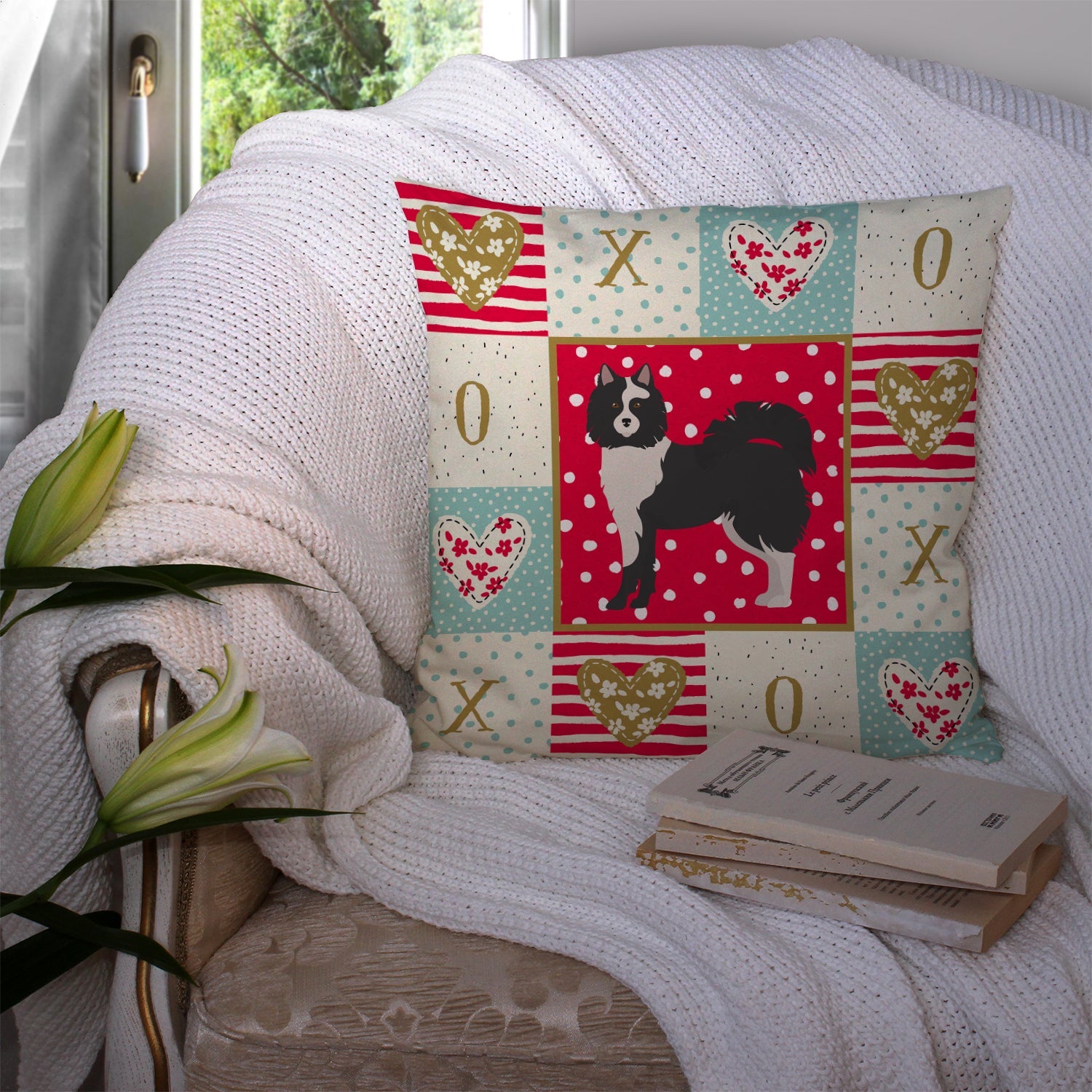 Elo Dog #2 Love Decorative Throw Pillow 14x14 Indoor Outdoor Accent Cushion, Fabric Cover with Insert for Sofa, Bed, Porch & Living Room